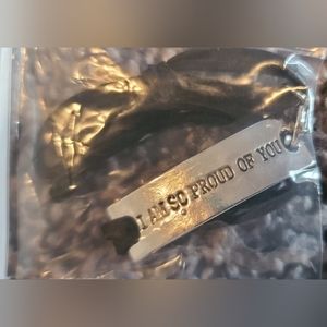 NIP Inspirational Bracelet- Black Suede Adjustable Band with Silver Plate